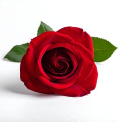 Single red rose on white background