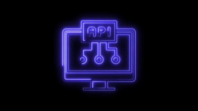 Neon api concept on monitor screen with application programming interface development background