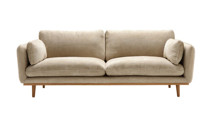 Light beige sofa with wooden legs