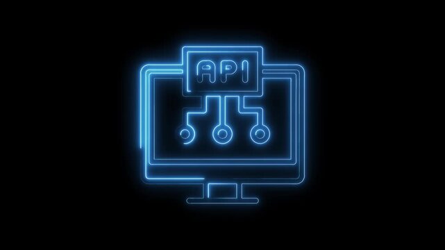 Neon api connection and data transfer on a modern computer concept video