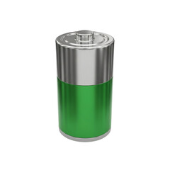 A silver metal can with a green liquid inside isolated on transparent background