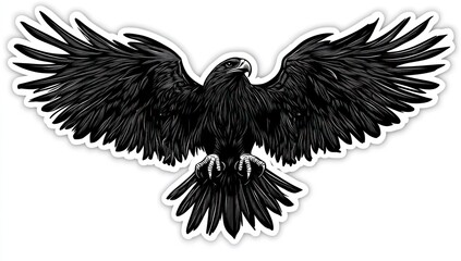 Obraz premium Powerful black raptor in flight