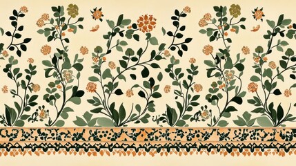 Elegant Floral Pattern Design: Vintage Botanical Wall Decor