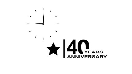 40 years anniversary motion graphic 4K footage with star. Animated design showing a clock and star symbol with 40 years anniversary text. Animated 40 years Birthday Wishes Transparent Background - Powered by Adobe