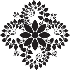 Ornate Black and White Floral Vector Design