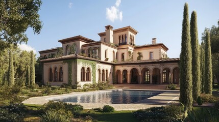 Mediterranean Mansion: Luxury Estate with Pool