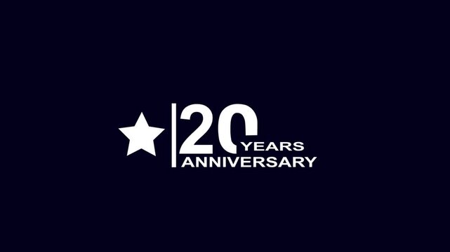 20 years anniversary motion graphic 4K footage with star. 4K motion animation. particles and number. Animated 20 years Birthday Wishes on a Transparent Background