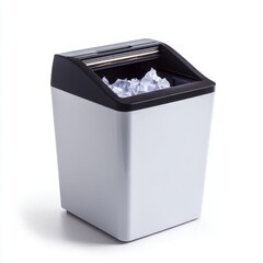 Paper shredder machine full of crumpled paper