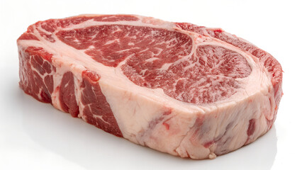 raw halal beef steak piece with large amount of marbling