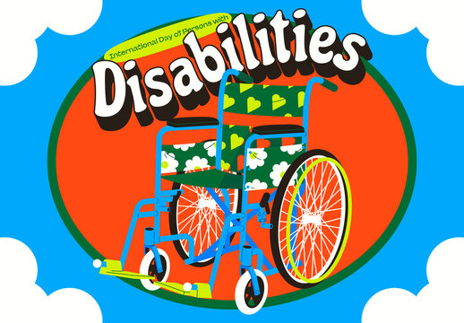 Blue And Green Flat Design International Day Of Persons With Disabilities Fullset Illustration