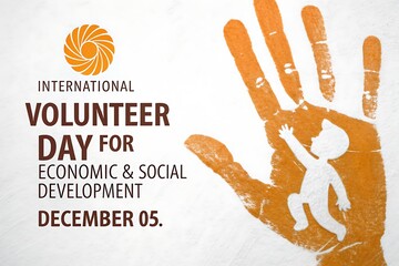 International Volunteer Day For Economic And Social Development Celebration With Handprint Logo