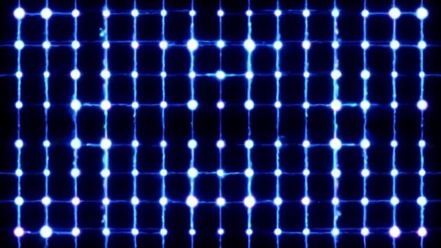 Abstract glowing digital grid with repeating blue pattern.