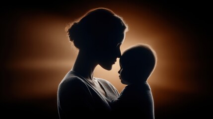 Beautiful silhouette of mother and child capturing tender emotional bond family love caring relationship and heartfelt parenting moments in natural outdoor setting