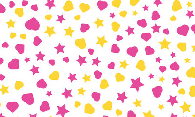 Seamless pattern colorful background. little white stars and hearts. vector texture. trend print for textiles and wallpaper.
