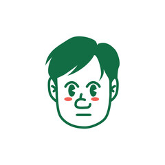 Vector illustration of a cartoon man’s face showing a mischievous, playful emotion with blushing cheeks. Perfect for emoji, sticker, mascot, or character design