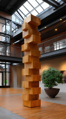 Wooden sculpture modern art interior wooden sculpture modern art interior design wooden blocks contemporary sculpture art