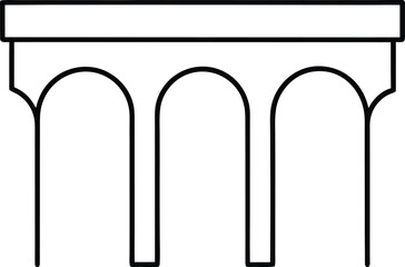 minimalist top view of ancient roman aqueduct network illustration on transparent background