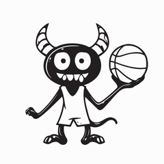 Halloween Basketball Character with Devil Design Vector on white background