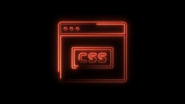 Glowing css symbol inside a browser window on a dark background
