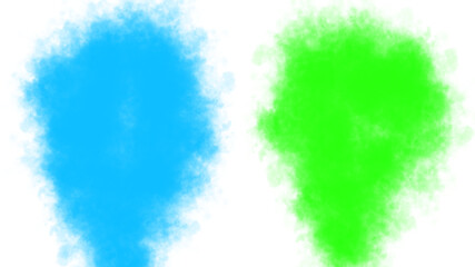 Abstract burst of blue and green smoke or fog with glowing edges digital art