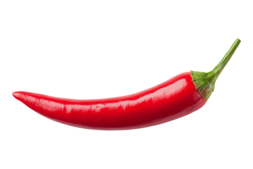 Close-up of a fresh red chili pepper isolated on a transparent background, perfect for spice, cooking, and food concept themes.