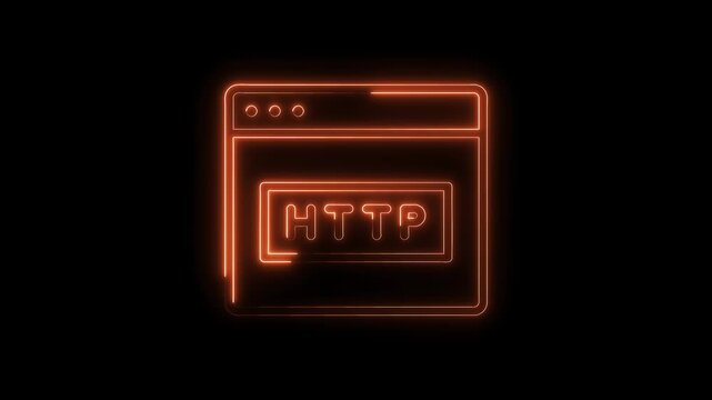 Http protocol animation with glowing neon style on a black background for website development