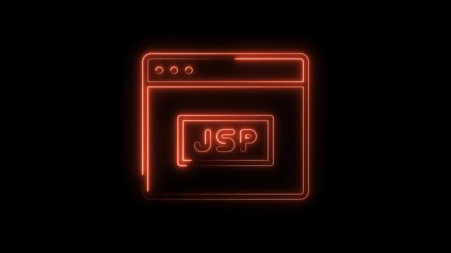 Jsp application icon with glowing neon style effect for software development and design