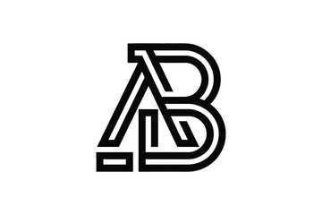A and b intertwined logo design with black lines on a white background