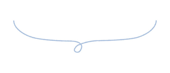 シンプルでおしゃれな手書きの細いラインの吹き出し - 下半分だけの青い線画のかわいい横長フレーム