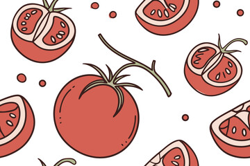 seamless pattern with red tomatoes
