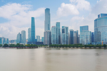 Fototapeta premium Modern architectural skyline and river and urban landscape in Guangzhou, Guangdong Province, China