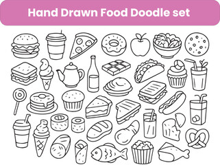 Cartoon Style Food Doodle Icons