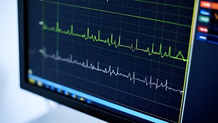 heart cardiogram readings on specialized medical equipment