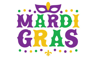 Mardi Gras Graphics – Carnival Masks, Hats, Feathers, Drums, Bows & Party Decorations in Purple, Green, and Gold © Sabbir Hossain