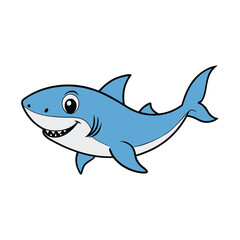 Fototapeta premium Vector art of happy cartoon shark smiling