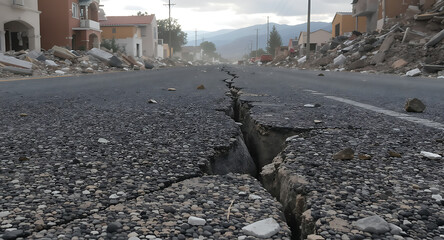 Devastating earthquake damage to crumbling infrastructure in urban areas natural disaster scene captured from ground level