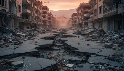 Crumbling infrastructure and earthquake damage urban area destruction photography post-natural disaster eyewitness perspective