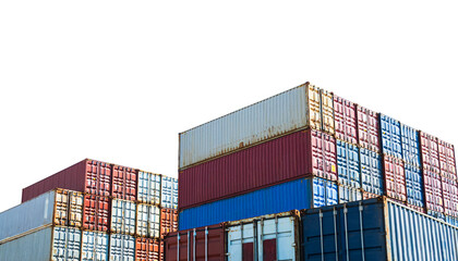 Obraz premium Cargo ship container goods export import international transport , warehouse industry business logistics transportation harbor port industrial shipping terminal cargo ship.