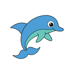 Vector art of playful cartoon dolphin jumping out of water