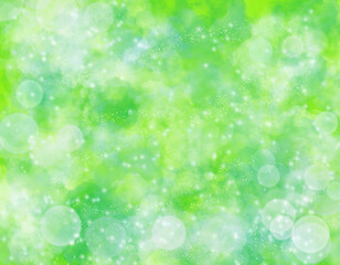 Obraz premium 背景素材 かわいい ゆめかわ ファンタジー ドリーミー kawaii 宇宙 キラキラ 雲 星 デコレーション メルヘン 夢 イラスト ライムグリーン スカイ 空