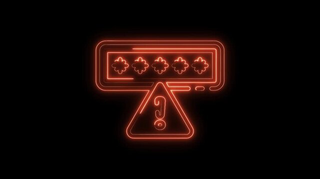 Weak password notification with warning symbol and neon glow effect on dark background
