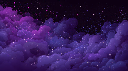 dark galaxy cartoon burst with neon purple spray fluffy cloud bubble and sparkling cosmic stars in vibrant design