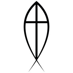 Christian Cross Ichthys Fish Symbol of Faith on White