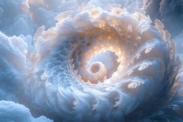 Large white flower against blue sky.