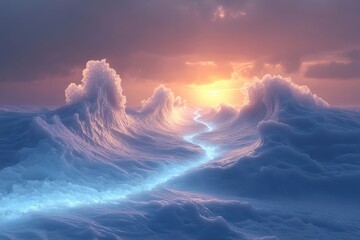 Large ocean wave crashing on shore.