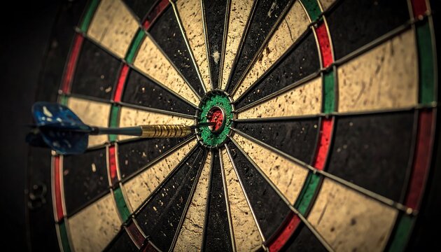 Close-up of a dartboard with a dart in the bullseye (1)