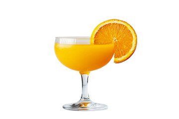 Vitamin C orange juice in glass with orange slice isolated on transparent background