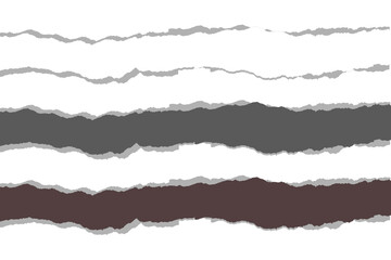 Diverse torn paper strips with textured edges graphic element collection isolated on transparent background