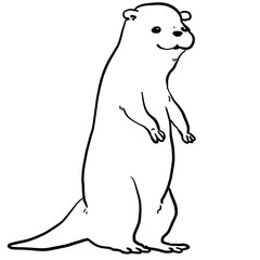 A simple and realistic line drawing of an Asian small-clawed otter