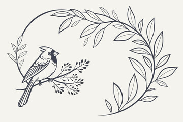 Elegant Hand-Drawn Floral Wreaths with Botanical Leaves and Flowers – Vintage Decorative Frame Illustration
